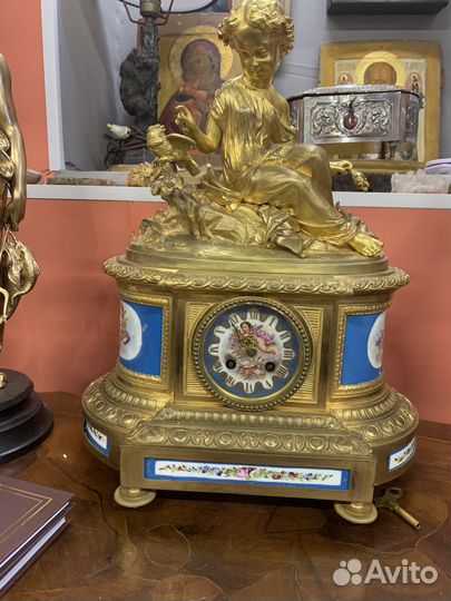Часы каминные золочение 19 век