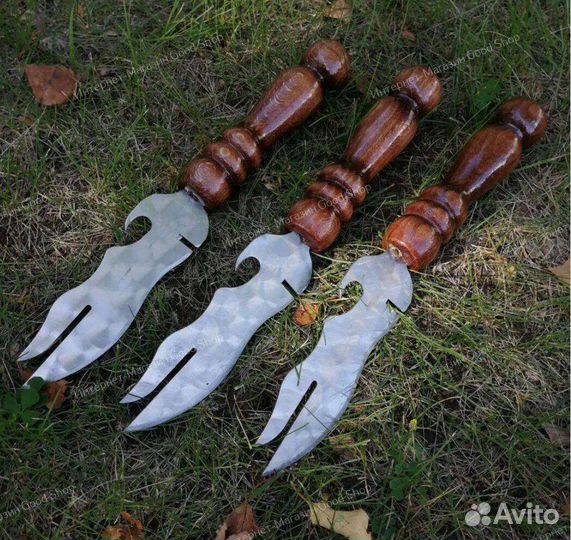 Шампуры из нержавейки с деревянной ручкой