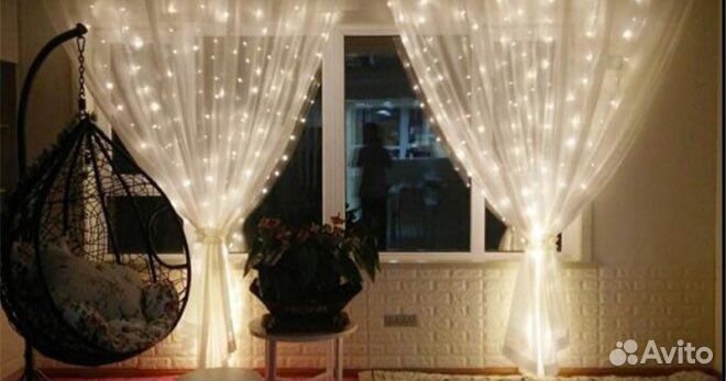 Гирлянда-штора в пол новогодняя