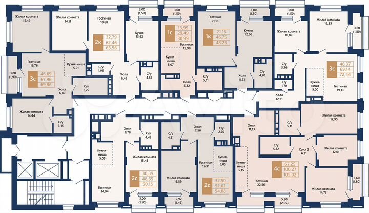 4-к. квартира, 105 м², 8/14 эт.