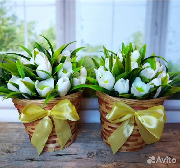 Букет подснежников из мыла ручной работы