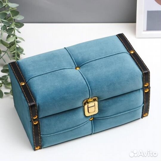 Шкатулка дерево бархат 'Морская волна' 11х13х20 см