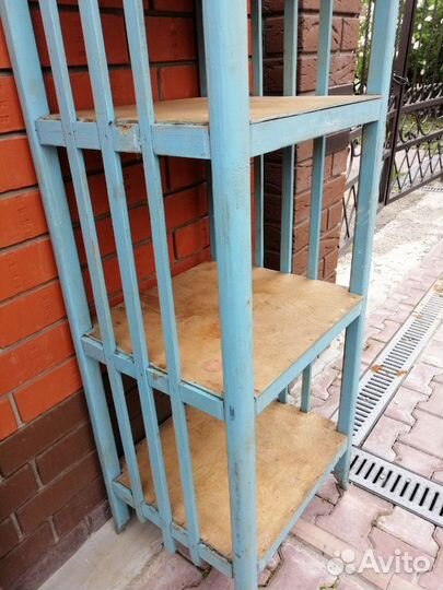 Этажерка старинная деревянная голубая. Лот 1