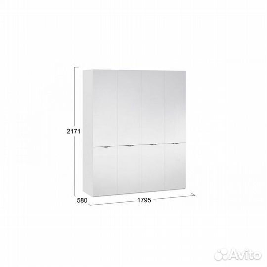 Шкаф комбинированный с 4 зеркальными дверями 