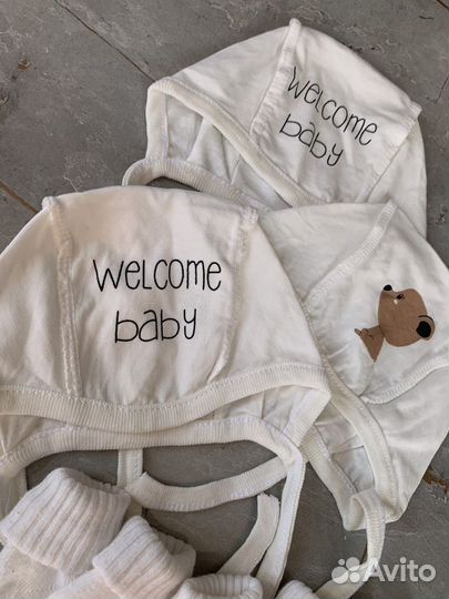 Шапочки+ носочки для новорожденного