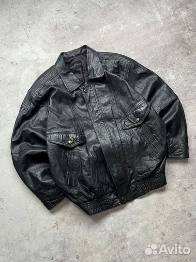 Винтажная кожаная куртка бандитка в стиле 90 х