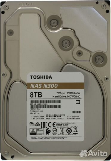 Жёсткий диск HDD 8 Tb SATA 6Gb/s Toshiba N300 3.5