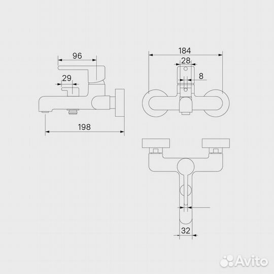 Смеситель для ванны, хром, Aiger, iddis (aigsb00i