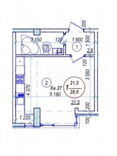 Квартира-студия, 29 м², 3/5 эт.