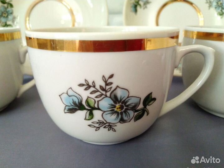 Две винтажные чайные пары + 1 чашка. Посуда СССР Ф