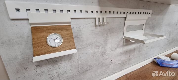 Рейлинг кухонный белый 60 см с полками и крючками