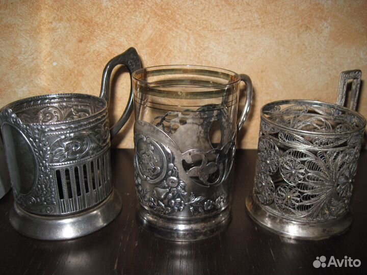 Подстаканники серебряные ложки вилки СССР