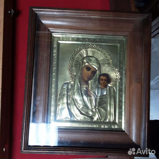 Старинная Икона Казанская Божья Матерь в киоте