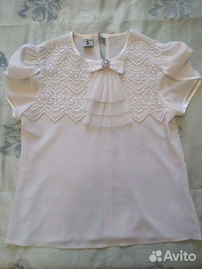 Блузка белая для девочек 146