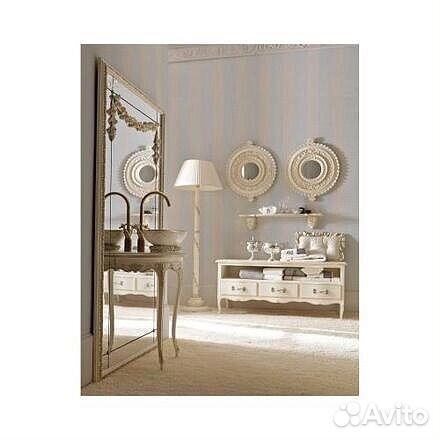 Зеркало ручной работы круглое натур дерево