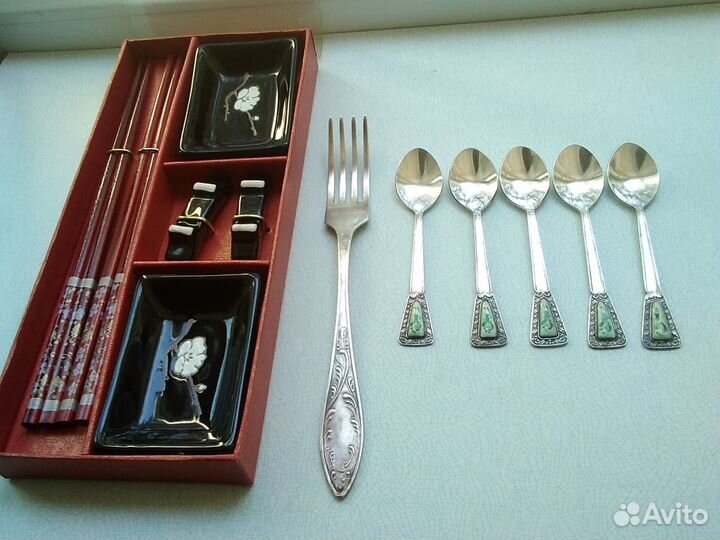 Ложка мельх, набор для суши