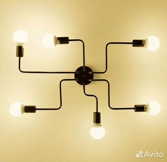 Люстра лофт паук потолочная 6 Рожков на кухню