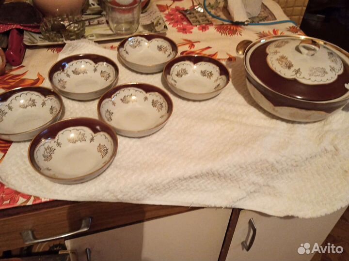 Блюдо овалы СССР разные,набор из 6 пиалочек