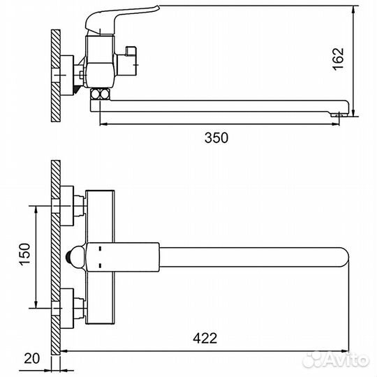 Смеситель G2250-8 Gappo для ванны