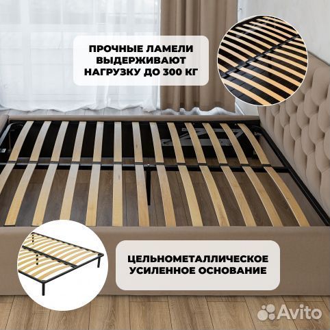 Кровать 140х200 в велюре Барокко кофе