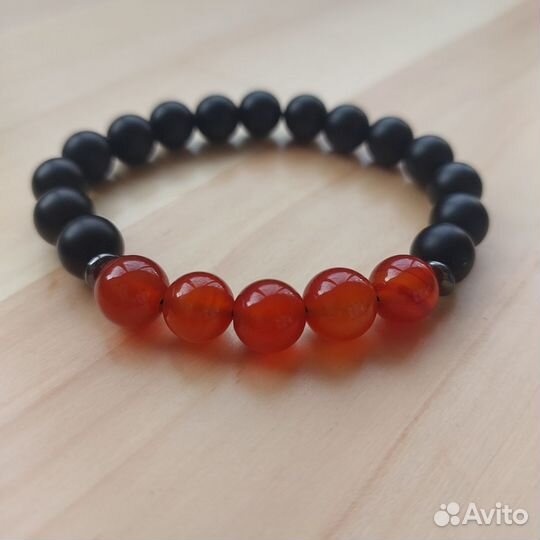 Браслет мужской Сердолик и шунгит
