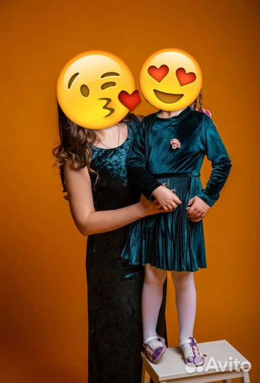 Family look платья мама-дочка велюр