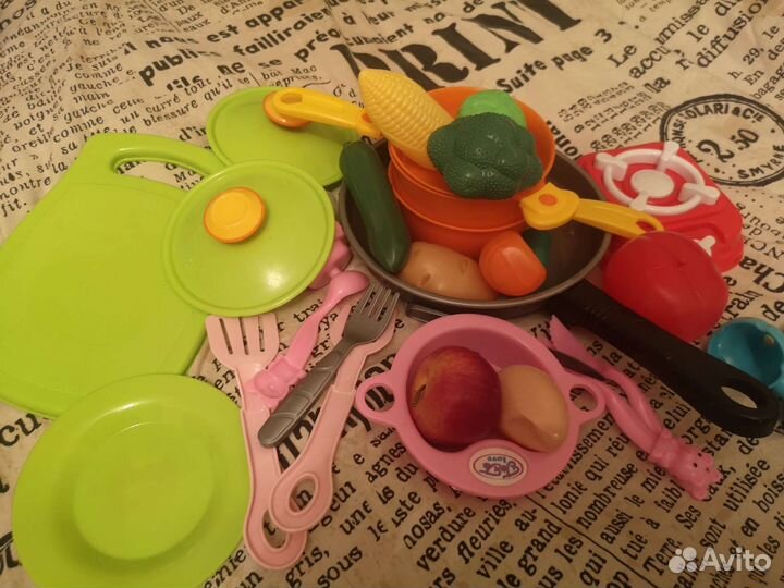 Посудка детская с фруктами и овощами для игры