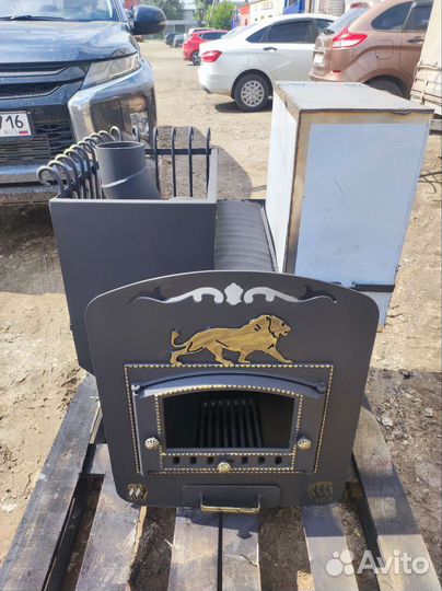 Банная печь на три помещения золото лев