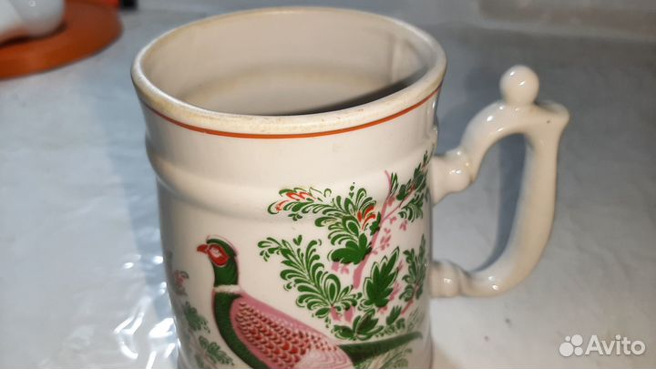 Фарфоровая пивная кружка СССР (фазаны) Вербилки