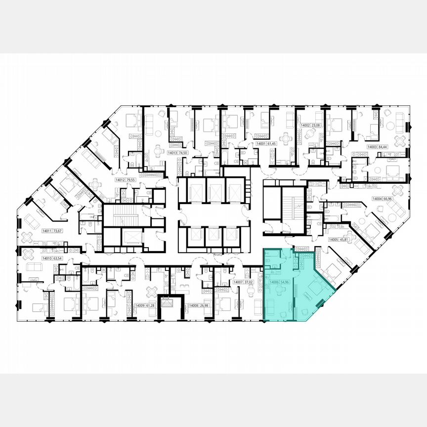1-к. квартира, 54,8 м², 50/55 эт.