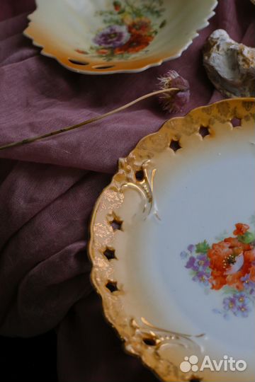 Антикварные фарфоровые тарелки blush ivory Австрия