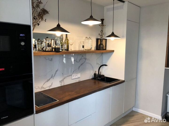 Прямая кухня с мдф фасадами