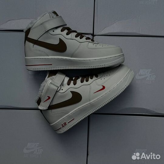 Кроссовки Nike air force1 с мехом высокие 41-45