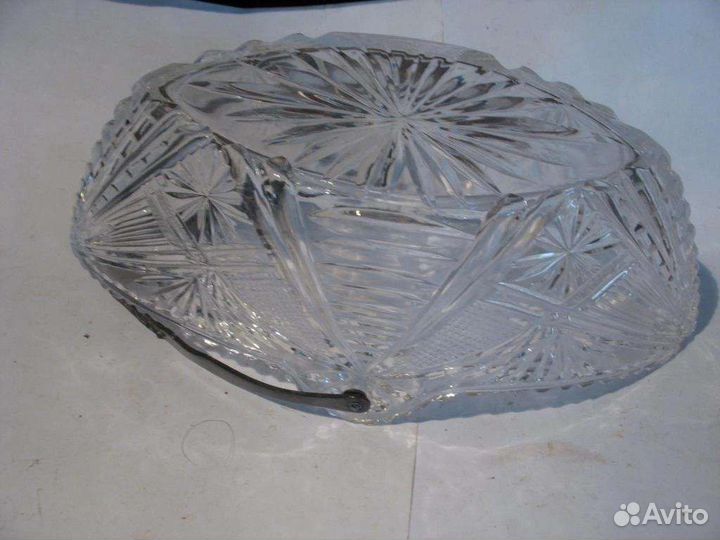 Салатница Ладья СССР Конфетница хрусталь мельхиор