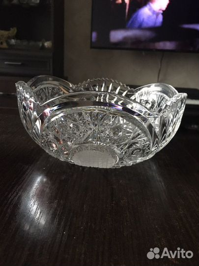 Хрустальная ваза (салатник) большая тяжёлая