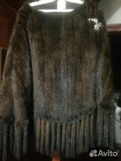Норковое пончо вязаное