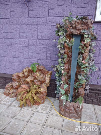 Водопад по стеклу и гора скала набор