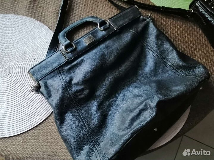 Сумка женская натуральная кожа италия черная