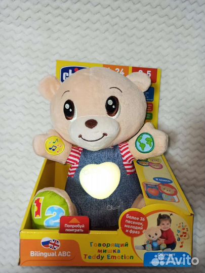 Chicco новый мишка говорящий англ и русский