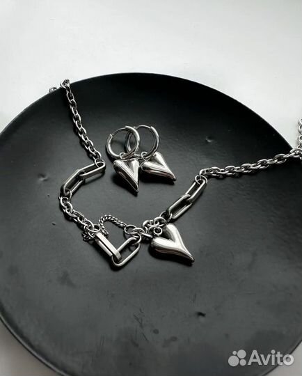 Чокер сердце, колье украшение на шею подвеска