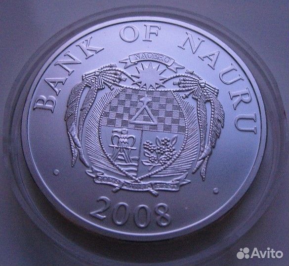 10 долларов 2008 г., Науру, Ёлка, унция Серебра