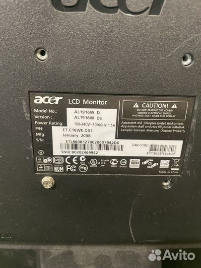 Монитор Acer AL1916W 19 дюймов