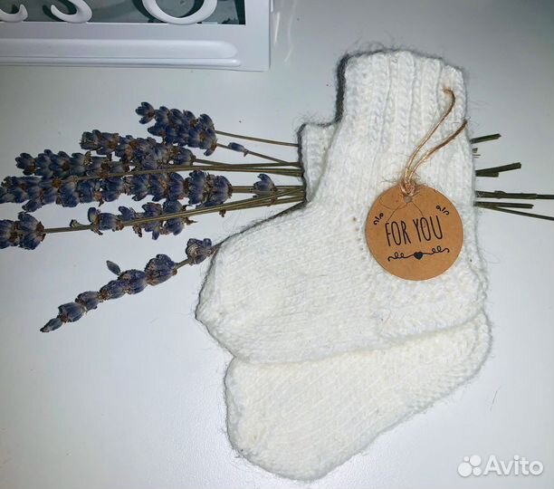 Вязанные шерстяные носочки для новорожденных