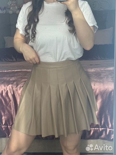 Юбка плиссе кожаная