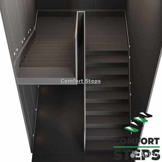 Лестница на металлокаркасе на второй этаж