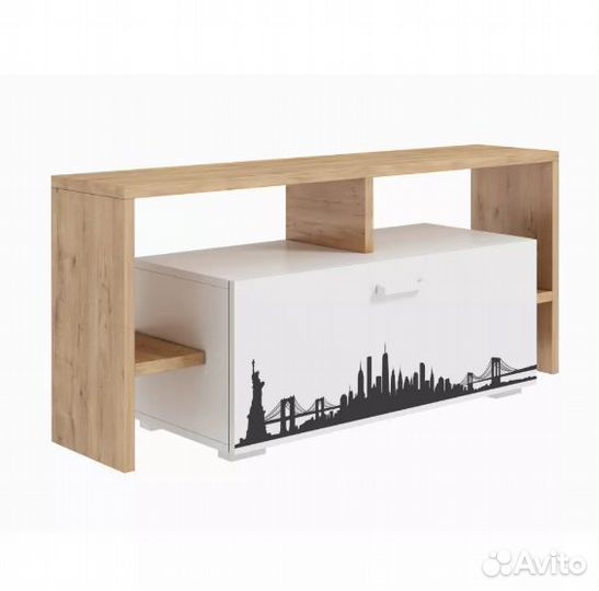 Тумба под телевизор Бенратти/Белый с фотопечатью
