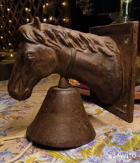 Колокольчик,дверной молоток чугун конь