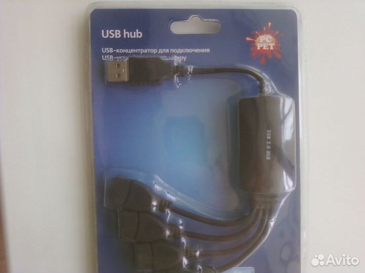Хаб PC PET 4-port USB2.0 (Splitter) новый