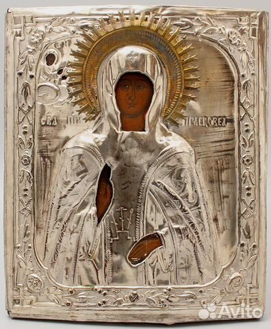 икона Ксении Петербургской в старинном окладе