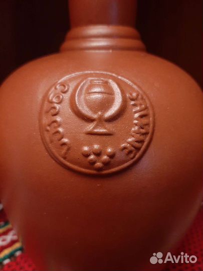 Коллекционная бутылка, кувшин глиняный из-под вина